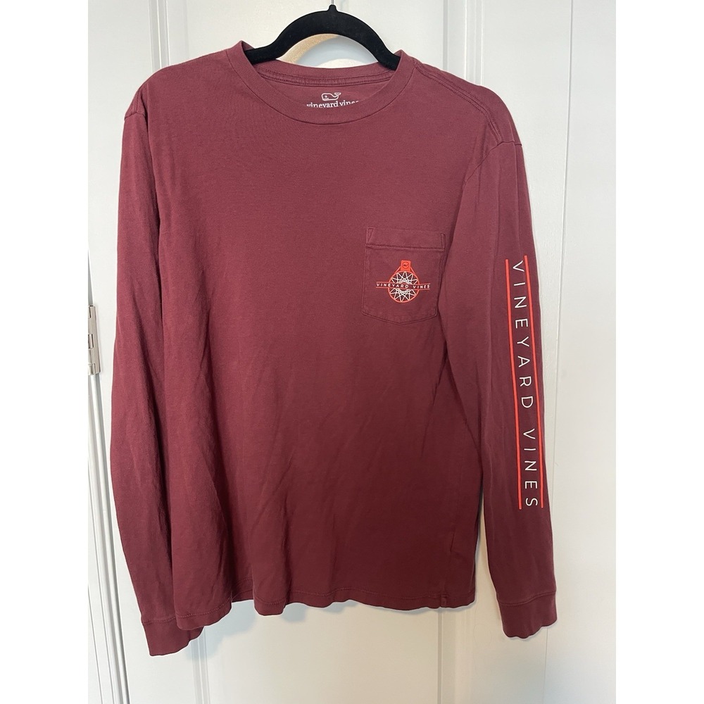 Vineyard Vines Small Long Sleeve Shirt Basketball Hoop Logo Crimson